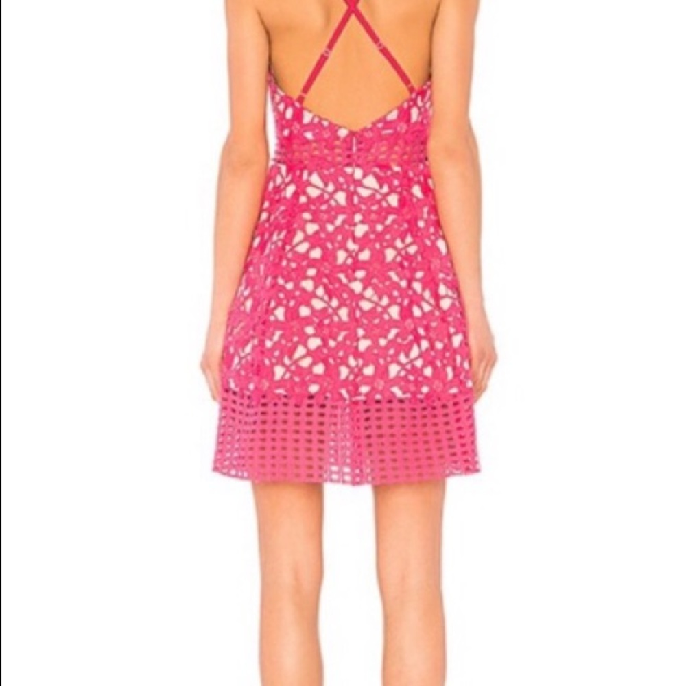 🎉HP🎉Lovers + Friends Hot Pink Bellini Lace Dress - Picture 2 of 11